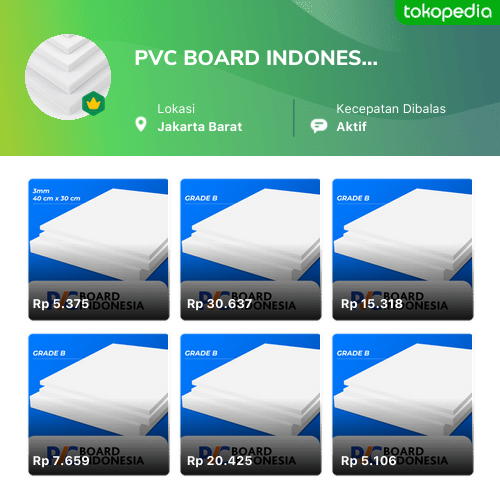 Toko Pvc Board Indonesia Online Produk Lengkap Harga Terbaik Tokopedia