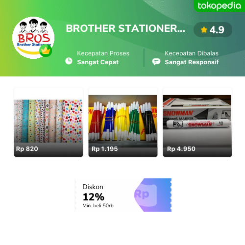 Toko BROTHER STATIONERY Online - Produk Lengkap & Harga Terbaik | Tokopedia