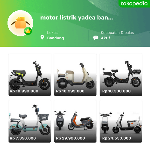 Toko Motor Listrik Yadea Bandung Online - Produk Lengkap & Harga ...