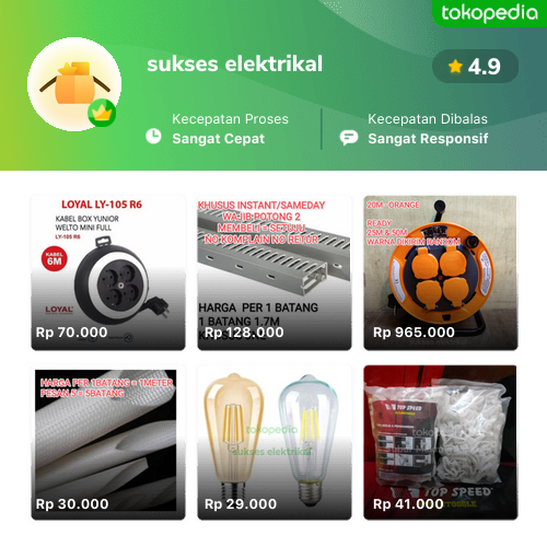 Toko Sukses Elektrikal Online - Produk Lengkap & Harga Terbaik | Tokopedia