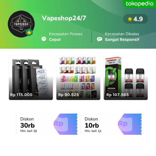 Toko Vapeshop24 7 Online Produk Lengkap And Harga Terbaik Tokopedia